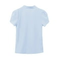 thumbnail image 5 of Staron Summer Blouses for Women Casual V Neck Short Sleeve Pleated Tunic Top Scooped Neck Petal Sleeve Cropped Shirt, Light Blue L, 5 of 5