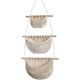 thumbnail image 1 of Cesta de almacenamiento colgante de algodón blanco de 3 niveles con varilla de madera, 1 of 6