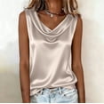 thumbnail image 2 of WULMLEO Women's Elegant Silk Satin Tank Tops Sleeveless Cowl Neck Dressy Casual Blouses Beige 2XL, 2 of 6