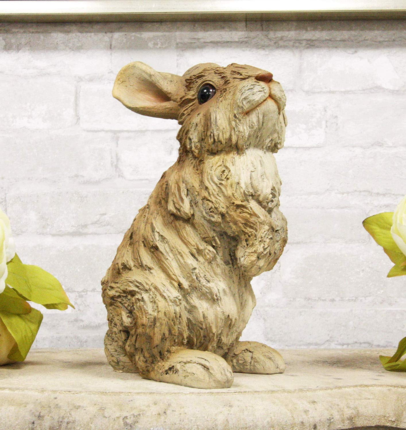 Green Faux Moss Bunny Rabbit Sitting Looking Right 4.5" Tall 
