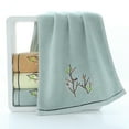 thumbnail image 4 of Pidada 100% Cotton Embroidered Bird Tree Pattern Hand Towels for Bathroom Set of 2 (Aqua Green), 4 of 8