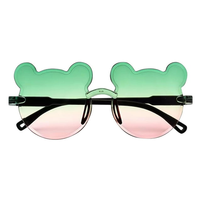 Kids' Bear Shape Sunglasses (2-12Y) - Polarized Uv Protection, Unbreakable Flexible Frame, Cute Cartoon Design For Boys & Girls Green