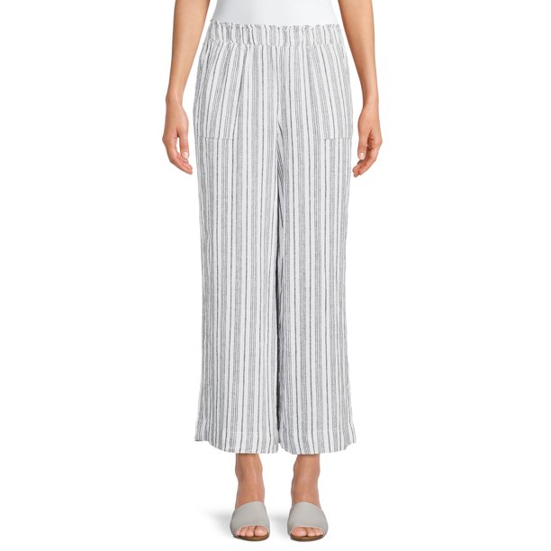 Time and Tru Women's Linen Crop Pants - Walmart.com