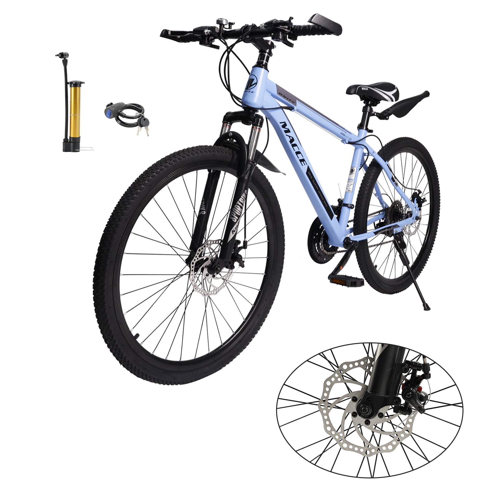 26" wheels 27 speed double disc brake mountain bike MTB for adults Blue