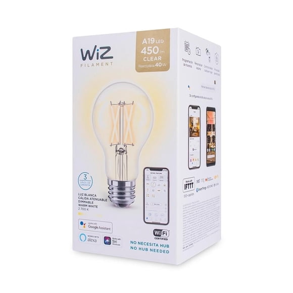 Foco Inteligente WiZ A19 Claro Luz Cálida