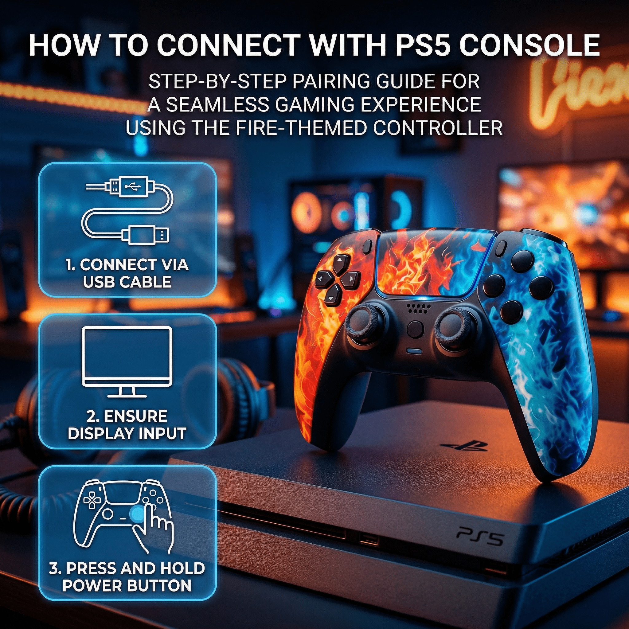 Rotacess Wireless Controller for P5 Controller, with Dual Vibration/Motion Sensor/Screenshot/3.5mm Audio Jack, Compatible with PS5/Pro/Slim Console, Blue