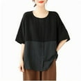 thumbnail image 1 of V Cuello Blusas para las Mujeres, de Moda Retro Bordado Cuello Redondo Cinco Cuartos de Manga para el Uso Casual, 1 of 6