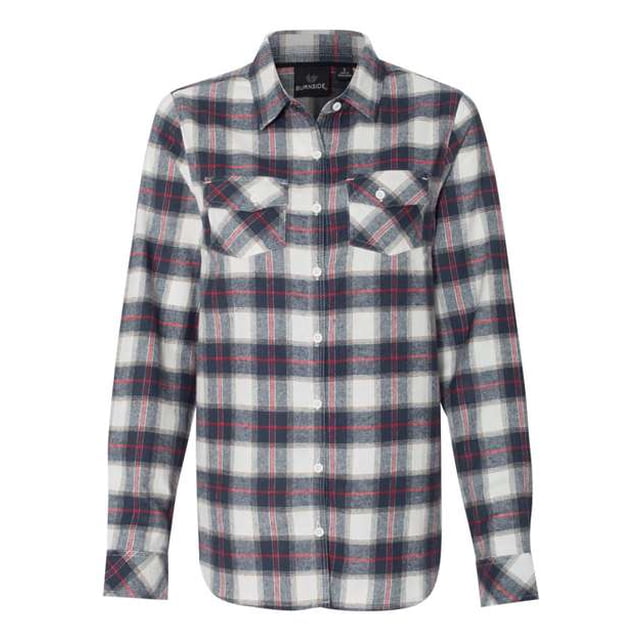 Burnside Camisa de franela de manga larga teñida en hilo para mujer (5210) -BLANCO/ROJO -M BURNSIDE 5210