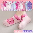 thumbnail image 2 of 12 Pairs Baby Girls Grips Ankle Socks Kids Toddlers Infants Anti Slip Non Skid Funny Cartoon Crew Breathable Cotton Socks, 2 of 6