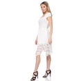 thumbnail image 3 of Women's White Lace Crochet Square Neck Cap Sleeve Sheath Dress, 3 of 4