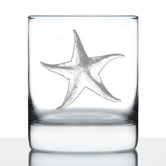 Bevvee Whiskey Rocks Glass 10.25 oz Starfish Beach Enthusiast Gifts Glassware & Drinkware
