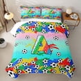 thumbnail image 2 of Homewish Letter A Teal Gradient Soccer Ball Print Twin Quilt Set,Sports Monogram Twin Coverlet Set For Kids Boys And Girls,2 Pieces, 2 of 7