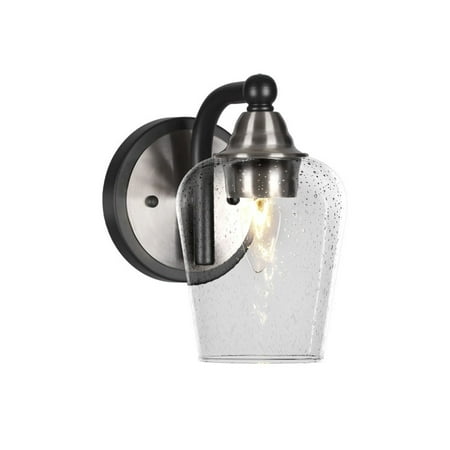 

3421-MBBN-210-Toltec Lighting-Paramount-1 Light Wall Sconce-5 Inches Wide by 8.25 Inches High 5 Inch Clear Bubble Glass Matte Black/Brushed Nickel