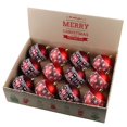 thumbnail image 1 of ALEKO Incassable - Ensemble de Vacances d'Ornement Imprimé Hiver avec Boîte Décorative - Lot de 12 - Rouge, 1 of 2