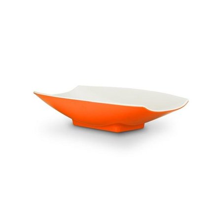 

16 x 9 x 3.5 in. Melamine Curves Bowl with Orange Outside & White Inside 64 oz - 2 quart