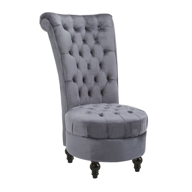45" Tufted High Back Velvet Accent Chair Living Room Soft Padded Couch Lounge Ash Grey