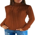 thumbnail image 3 of Suéter de cuello alto de moda para mujer, suéter ajustado de otoño e invierno, suéter de cuello alto de punto cable de manga larga para mujer, 3 of 6