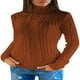 thumbnail image 3 of Suéter de cuello alto de moda para mujer, suéter ajustado de otoño e invierno, suéter de cuello alto de punto cable de manga larga para mujer, 3 of 6