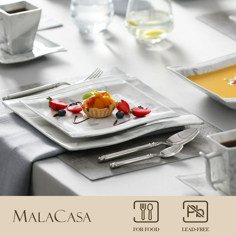 MALACASA Flora 12-Piece Porcelain Dinner Set (Service for 6) - On