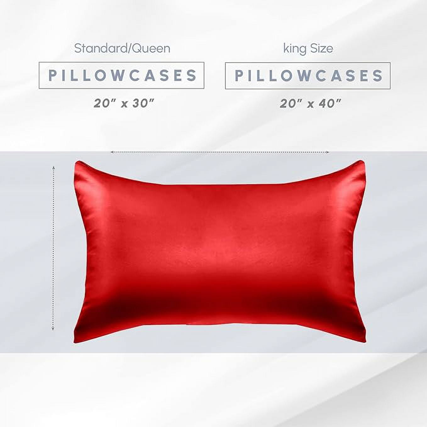 Cooling Viscose Satin Pillowcase 6-Pack Set with Hidden Zipper Closure, Standard/Queen, Red