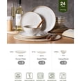 thumbnail image 2 of Dinnerware Sets for 8,  Round 24- Kitchen Plates and Bowls Sets, Reactive , Microwave and Dishwasher Safe, Scratch Resistant, Cappuccino White, 2 of 6