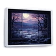thumbnail image 3 of Designart "Purple River Winter's Reflective Charm III" Oversized Landscapes Framed Wall Art - Traditional Purple Winter Landscape Bedroom Framed Canvas Wall Art, 3 of 7