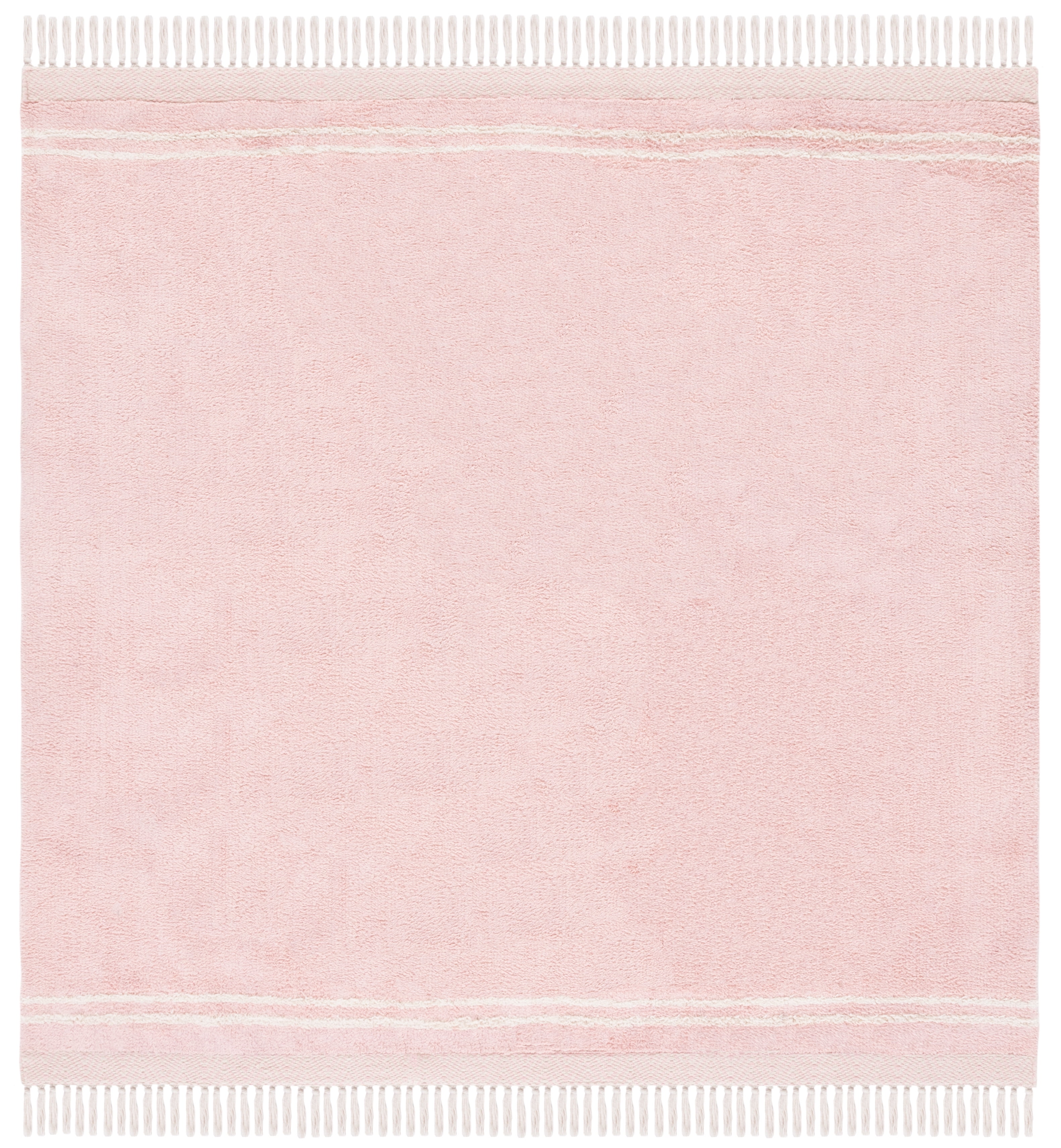 SAFAVIEH Easy Care Tahnee Solid Cotton Machine Washable Area Rug, Pink/Ivory, 8' x 8' Square