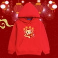 thumbnail image 2 of NOKIO Girls' Cute Hoodie Sweatshirts Children's Spring Festival hoodie New Year wear red foreign New Year greetings clothes child top Baby Girl Spring Sweatshirt Pullover Tops Boys' Trendy Sweatshirts, 2 of 9