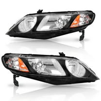 RVNI Headlights Assembly for 2006-2011 Honda Civic Sedan 4Dr Black Headlamps Pair Set