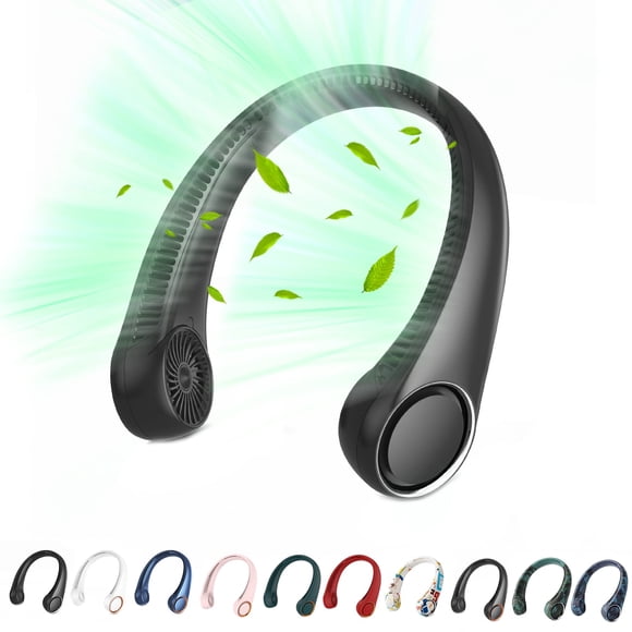 Ventilador de cuello portátil, ventilador sin aspas manos libres, ventilador personal de refrigeración de 360°, ventilador silencioso portátil para exteriores interiores, regalos de cumpleaños para ho