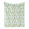 thumbnail image 1 of Balloon Soft Flannel Fleece Blanket, Pattern with Cartoon Style Hot Air Balloons in Sky Swirling Dashed Lines and Clouds, Cozy Plush for Indoor and Outdoor Use, 60" x 80", Multicolor, by Ambesonne, 1 of 6