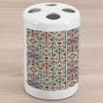 thumbnail image 1 of Moroccan Ceramic Toothbrush Holder, Colorful Azulejo Pattern Portuguese Ornamental Abstract Floral Arrangements Leaves, Decorative Versatile Countertop for Bathroom, 4.5" X 2.7", Multicolor, 1 of 4