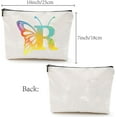 thumbnail image 2 of Letter R Makeup Bag Butterfly Canvas Cosmetic Bag Multi Purpose Zipper Toiletry Travel Bag Case Purse Pouches Portable Survival Kit for Women Friend Teacher Birthday Gift 10x7Inch, 2 of 9