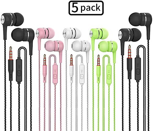MP3 Players Fits All 3.5mm Interface Stereo for iPhone and Android Smartphones,iPod,iPad Earbuds Headphones with Microphone 6 Pack,Earbuds Wired Stereo Earphones in-Ear Headphones Bass Earbuds 