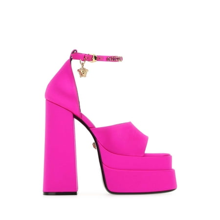 

VERSACE Fuchsia Satin Medusa Aevitas Sandals
