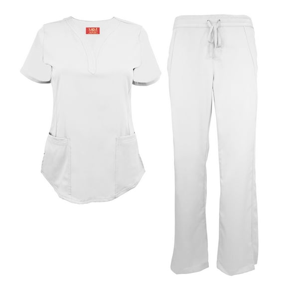 M&M SCRUBS -Super Soft Medical Scrub Top Premium Womans Junior Fit 3 Pocket Mock Wrap Top