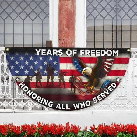 America 250 Years Of Freedom Honoring All Who Served 1776–2026 Semiquincentennial Military Fan Flag 18x36in