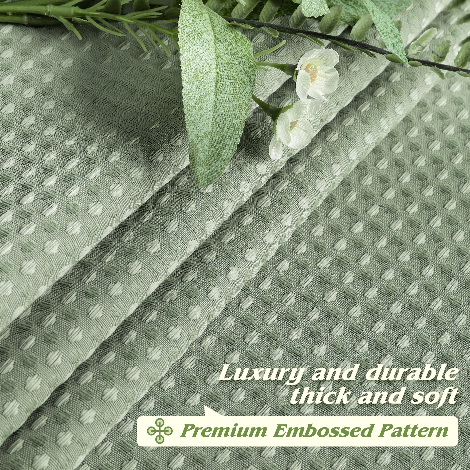 Inosoo Waffle Textured Shower Curtain, 72"W x 96"L Heavy Duty Tall Fabric Shower Curtains for Bathroom, Long Large Hotel Spa Luxury Cloth Bath Curtain, Sage Green