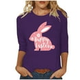 thumbnail image 2 of EQWLJWE Plus Size Easter Tops for Women Summer Crewneck 3/4 Sleeve Tees Cute Bunny Graphic T Shirt Loose Blouses Shirt Spring Clothes for Dating Going Out Workout (Purple,S), 2 of 4