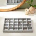 thumbnail image 4 of Juvale Velvet Jewelry Organizer Tray - Earring Tray Insert with 24 Compartments - Stackable Jewelry Drawer Organizer - Includes Bracelet Holder Slots - Gray, 14 x 10 in, 4 of 10