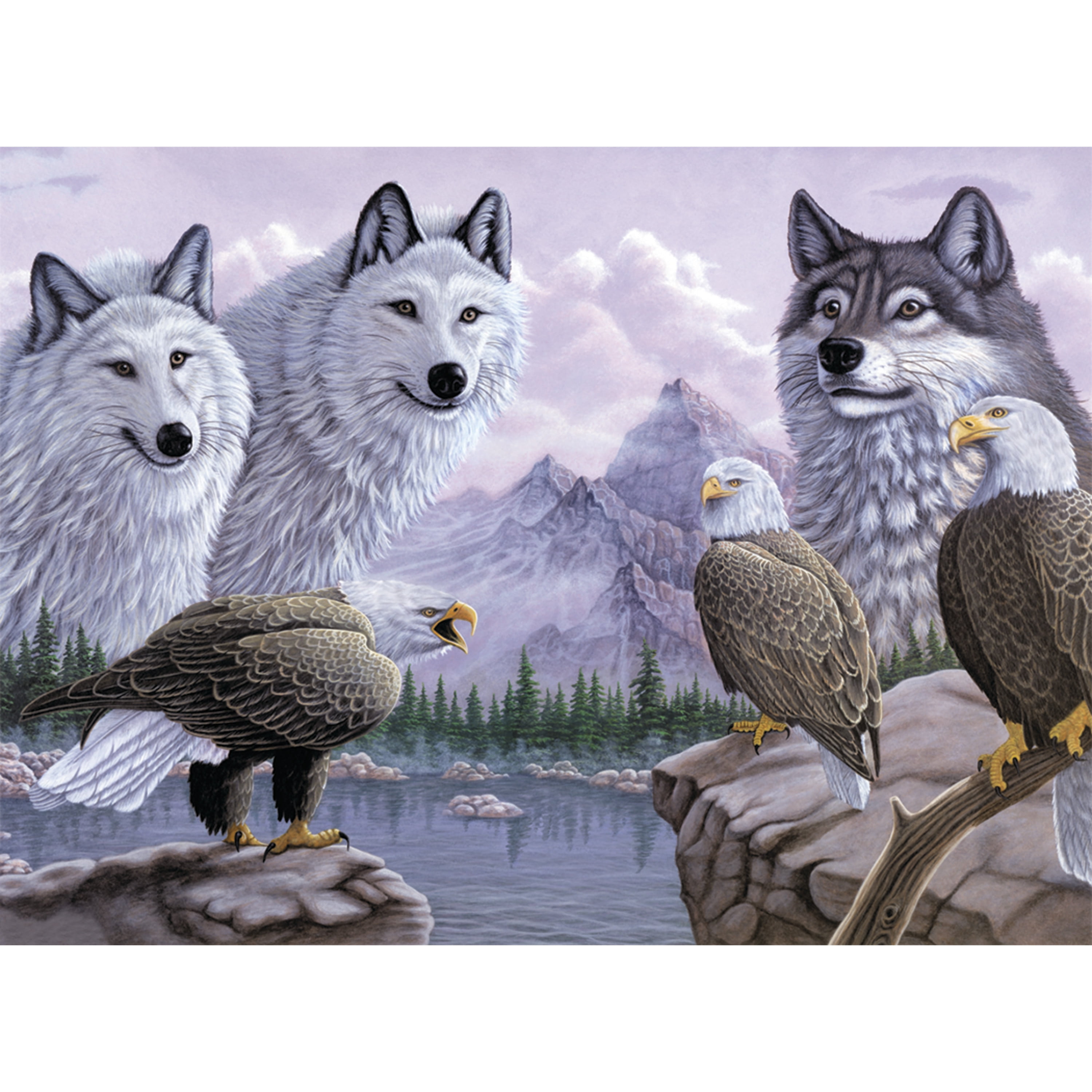 Royal Brush Adult Painting by Numbers Kit, Wolves & Eagles