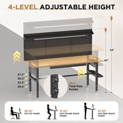 Solid Wood 60 Workbench 2000lb LED Power Height Adjustable Wheels