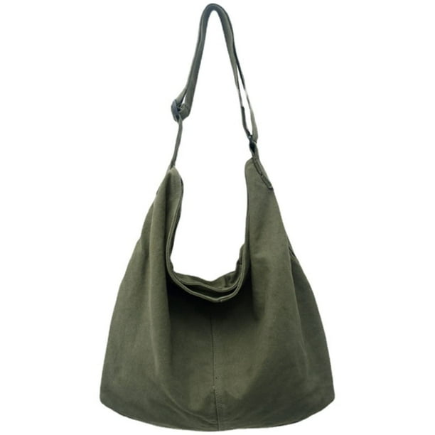 Bandolera GAXOS Aesthetic Vintage de lona verde para mujer