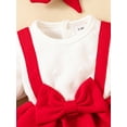 thumbnail image 5 of Bslissey Toddler Baby Girl Valentine's Day Dress Long Puff Sleeve Fake Two Pieces Patchwork Bow Decor A-line Dress with Headband Infant Sweet Clothes 3M-3T, 5 of 7