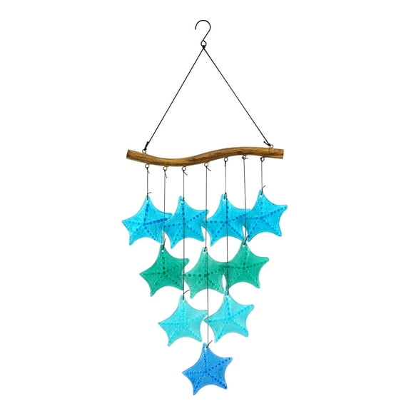 Wind Chimes Outdoor,Blue Starfish Sea Glass Wind Chime Outside,Memorial Wind Chimes for Loss of Loved One, Sympathy Wind Chimes,29inch Large Wind Chimes for Porch Patio & Garden Nautical Decor
