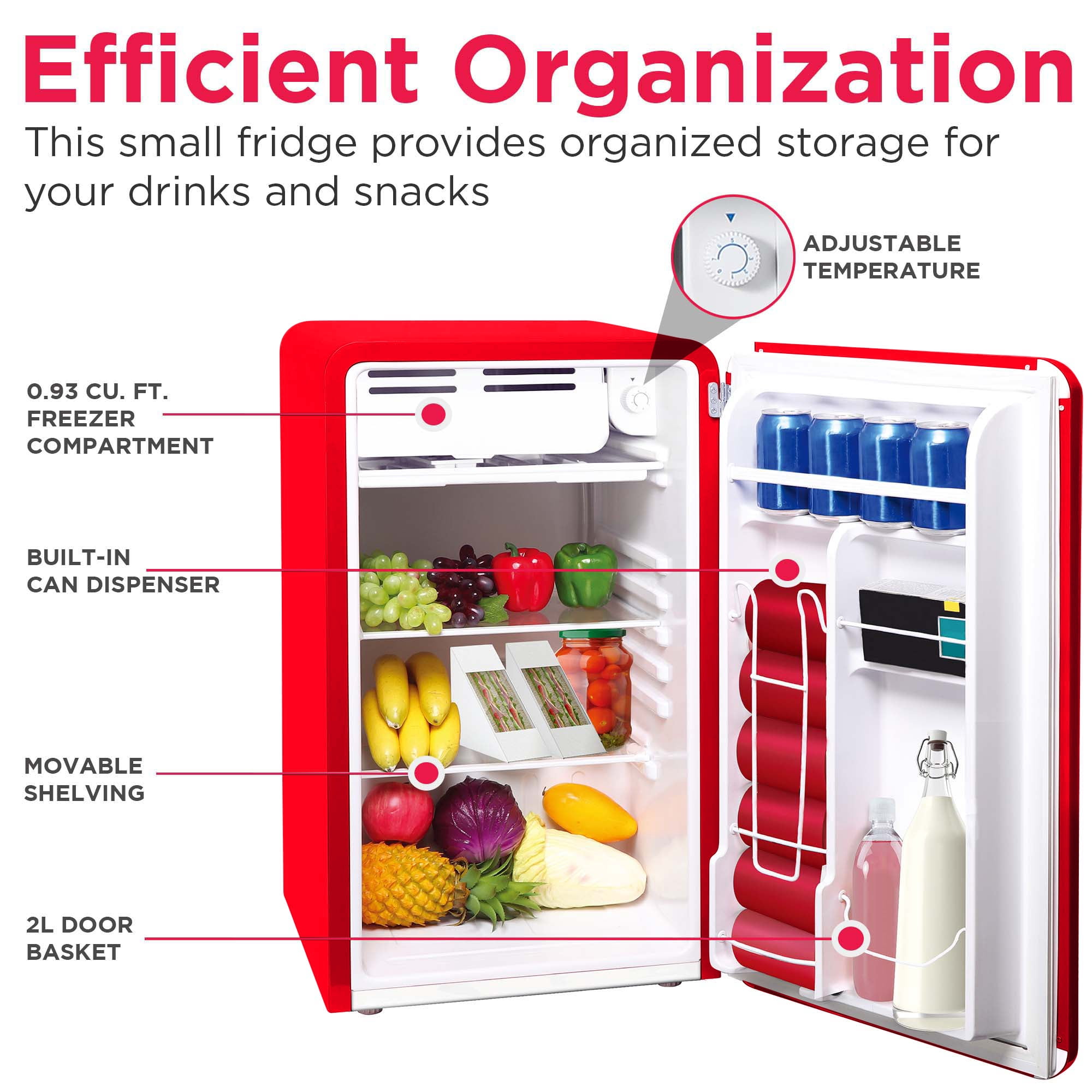 Frigidaire 3.2 Cu. ft. Retro Refrigerator, Mini Fridge with Freezer for Apartment, Dorm, Office, Bedroom, Red