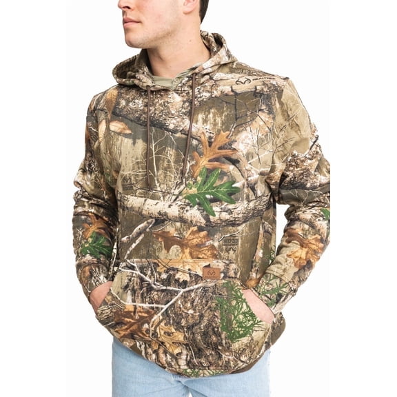 Realtree Men’s Hunting EDGE Camo Hoodie, Poly Cotton Sweatshirt, Soft Midweight, Size L