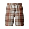 thumbnail image 4 of Delconic Men Retro Tartan Plaid Quick Dry Knee Length Casual Shorts Elastic Drawstring Waist Side Pockets Loose Fit Short Pants For Summer Beach Gym Hiking Daily Earthy Yellow M, 4 of 5