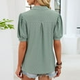 thumbnail image 7 of Levmjia Womens Top Casual Short Sleeve Blouse Solid Color Soft Polyester Fashion V Neck Turn Down Collar Summer Fashion Shirt Daily Wear, 7 of 7