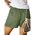thumbnail image 3 of Women Solid Color Shorts Plus Size Beach Shorts Casual Lightweight Pocket Shorts, 3 of 3